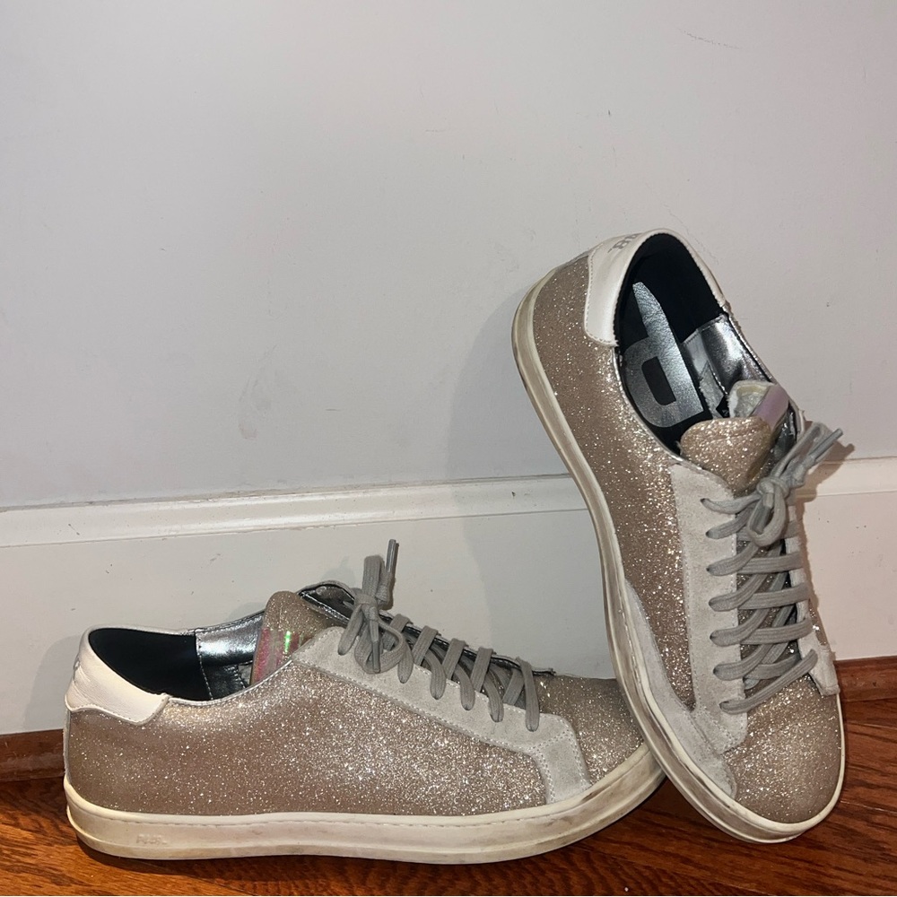 P448 John Embellished Low Top Sneakers Gold Sparkly size 41